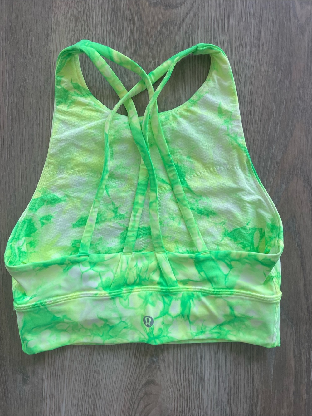 Lululemon athletica Energy Women's Strappy Sports Bra - Neon Green Tie-Dye
